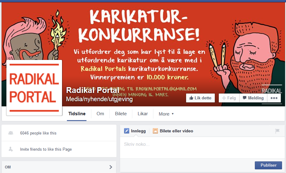 Radikal Portal lyste til karikaturtevling med fyrstepris på 10.000 kronor. 